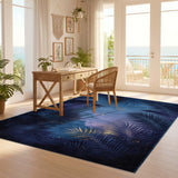 ODIKA Midnight Tropical Palm Washable Area Rug, Low Pile Non-Slip Artistic Rug