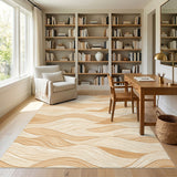 Beige Wavy Abstract No. 9 Area Rug