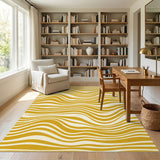 Yellow Wavy Wave Area Rug