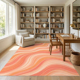 Flowing Orange Wave Abstract Area Rug