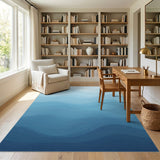 Blue Layered Wave Area Rug