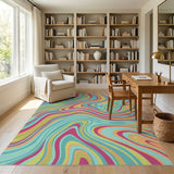 Abstract Area Swirling Teal Abstract Area Rug