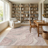 Abstract Area Pink Marble Swirl Area Rug