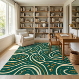 Blue and Teal Abstract Swirl Area Rug