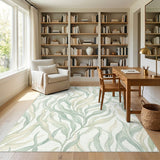 Sage Green Botanical Leaf Rug