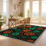 ODIKA Washable Monstera & Leopard Print Area Rug - Non-Slip Low Pile