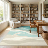 Teal Abstract Waves Area Rug