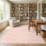 Pink Swirl Pastel Washable Area Rug