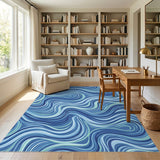 Blue Wave Swirl Area Rug