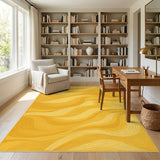 Yellow Wavy Abstract Area Rug