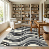 Grey Wavy Grey Wavy Abstract Area Rug