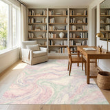 Pink Pastel Marble Swirl Area Rug