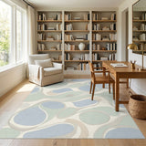 Organic Blue Teal Abstract Area Rug