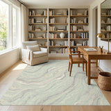 Sage Green Swirl Abstract Area Rug