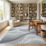 Grey Flowing Waves Area Rug