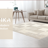 Ultra Soft Area Rug, Non Slip, Stain Resistant, Washable Area Rugs for Living Room, Bedroom, Scandi Inspired Striped Visual Harmony(Beige)