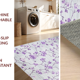 Ultra Soft Area Rug, Non Slip, Stain Resistant, Washable Area Rugs for Living Room, Bedroom, Rustic Light Floral Charm(Purple)