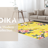 Ultra Soft Area Rug, Non Slip, Stain Resistant, Washable Area Rugs for Living Room, Bedroom, Rustic Earthy Blossom Motif(Yellow)