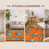 Ultra Soft Area Rug, Non Slip, Stain Resistant, Washable Area Rugs for Living Room, Bedroom, Charming Color Splash Medallion(Orange)