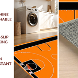 Ultra Soft Area Rug, Non Slip, Stain Resistant, Washable Area Rugs for Living Room, Bedroom, Striking Basketball Patterned Round Piece(Orange)
