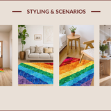 Ultra Soft Area Rug, Non Slip, Stain Resistant, Washable Area Rugs for Living Room, Bedroom, Ultra-Thin Modern Rainbow Living Room Carpet(Red)