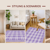 Ultra Soft Area Rug, Non Slip, Stain Resistant, Washable Area Rugs for Living Room, Bedroom, Contemporary Abstract Lattice Style(Purple)