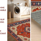 Ultra Soft Area Rug, Non Slip, Stain Resistant, Washable Area Rugs for Living Room, Bedroom, Timeless Circular Ogee Design(Red)