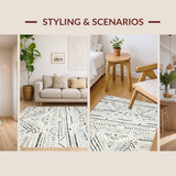 Ultra Soft Area Rug, Non Slip, Stain Resistant, Washable Area Rugs for Living Room, Bedroom, Rustic Textured Circle Design(Beige)