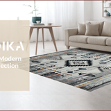 Ultra Soft Area Rug, Non Slip, Stain Resistant, Washable Area Rugs for Living Room, Bedroom, Chic Southwest Inspired Design(Gray)