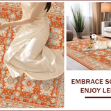 Ultra Soft Area Rug, Non Slip, Stain Resistant, Washable Area Rugs for Living Room, Bedroom, Vivid Herringbone Patterned Elegance(Orange)