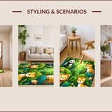 Ultra Soft Area Rug, Non Slip, Stain Resistant, Washable Area Rugs for Living Room, Bedroom, Playful Green Jungle Animal Nursery Rug(Green)