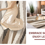 Ultra Soft Area Rug, Non Slip, Stain Resistant, Washable Area Rugs for Living Room, Bedroom, Trendy Warm Tones Weave(Beige)