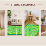 Ultra Soft Area Rug, Non Slip, Stain Resistant, Washable Area Rugs for Living Room, Bedroom, Vibrant Town Design Kids Car Play Mat(Green)