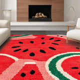 Ultra Soft Area Rug, Non Slip, Stain Resistant, Washable Area Rugs for Living Room, Bedroom, Playful Tropical Fruit Aesthetic(Red)