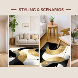 Ultra Soft Area Rug, Non Slip, Stain Resistant, Washable Area Rugs for Living Room, Bedroom, Contemporary Luxe Abstract Geometry(Gold)