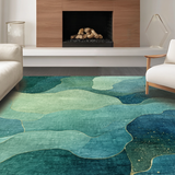 Ultra Soft Area Rug, Non Slip, Stain Resistant, Washable Area Rugs for Living Room, Bedroom, Turtle Tides Coastal Patterned Rug with Underwater Marine Abstract Art(Blue)