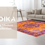 Ultra Soft Area Rug, Non Slip, Stain Resistant, Washable Area Rugs for Living Room, Bedroom, Artful Abstract Patterned Delight(Orange)
