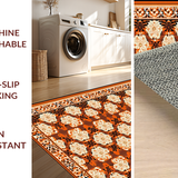 Ultra Soft Area Rug, Non Slip, Stain Resistant, Washable Area Rugs for Living Room, Bedroom, Elegant Floral Geometric Fusion(Orange)
