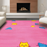 Ultra Soft Area Rug, Non Slip, Stain Resistant, Washable Area Rugs for Living Room, Bedroom, Whimsical Educational Creature Composition(Pink)