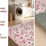 Ultra Soft Area Rug, Non Slip, Stain Resistant, Washable Area Rugs for Living Room, Bedroom, Modern Artistic Floral Accent(Pink)