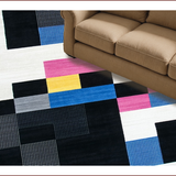 Ultra Soft Area Rug, Non Slip, Stain Resistant, Washable Area Rugs for Living Room, Bedroom, Sleek Abstract Linear Motif(Black)