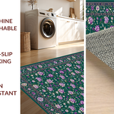 Ultra Soft Area Rug, Non Slip, Stain Resistant, Washable Area Rugs for Living Room, Bedroom, Artistic Pastel Floral Composition(Green)