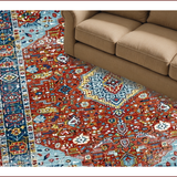 Ultra Soft Area Rug, Non Slip, Stain Resistant, Washable Area Rugs for Living Room, Bedroom, Tribal Earthy Geometric Harmony(Red)