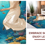 Ultra Soft Area Rug, Non Slip, Stain Resistant, Washable Area Rugs for Living Room, Bedroom, Vibrant Underwater Paradise Rug With Sea Turtles Swimming Among Coral Reef(Blue)