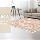 Ultra Soft Area Rug, Non Slip, Stain Resistant, Washable Area Rugs for Living Room, Bedroom, Vintage Pink Gray Living Room Washable Rug(Beige)