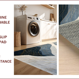 Ultra Soft Area Rug, Non Slip, Stain Resistant, Washable Area Rugs for Living Room, Bedroom, Elegant Gold Geometric Symphony(Blue)