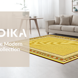 Ultra Soft Area Rug, Non Slip, Stain Resistant, Washable Area Rugs for Living Room, Bedroom, Playful Bright Geometric Theme(Gold)