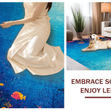 Ultra Soft Area Rug, Non Slip, Stain Resistant, Washable Area Rugs for Living Room, Bedroom, Tropical Aquatic Sanctuary Rug With Gentle Turtles Drifting Through Reefs(Blue)