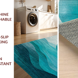 Ultra Soft Area Rug, Non Slip, Stain Resistant, Washable Area Rugs for Living Room, Bedroom, Stylish Round Rug with Fluid Ombre Design in Rich Teal Tones(Blue)