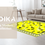 Ultra Soft Area Rug, Non Slip, Stain Resistant, Washable Area Rugs for Living Room, Bedroom, Elegant Yellow and Black Floral(Yellow)